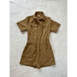 Crescent 100% Cotton Tan Romper/Shorts Button Down, Casual Summer Size S